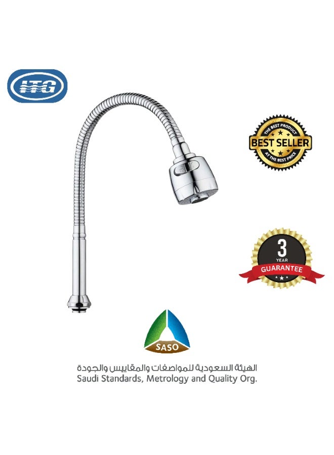 ITG Universal Stainless Steel Faucet Tube, Rotating Nozzle Pipe, Flexible Outlet for Kitchen Sink  - Image 1