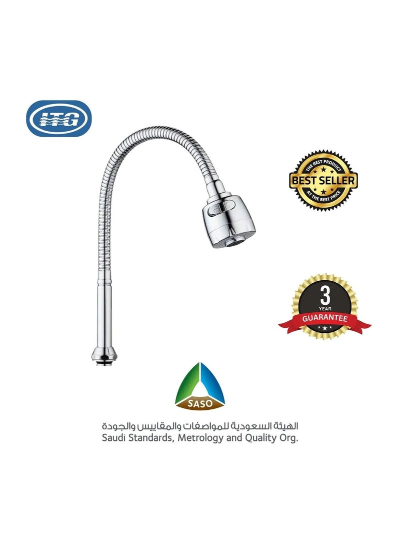 ITG Universal Faucet Extension Hose, Stainless Steel Flexible Tap Tube with Rotating Nozzle, Kitchen Sink Connector, Anti-Leak, Anti-Rust, Easy Installation - Image 1