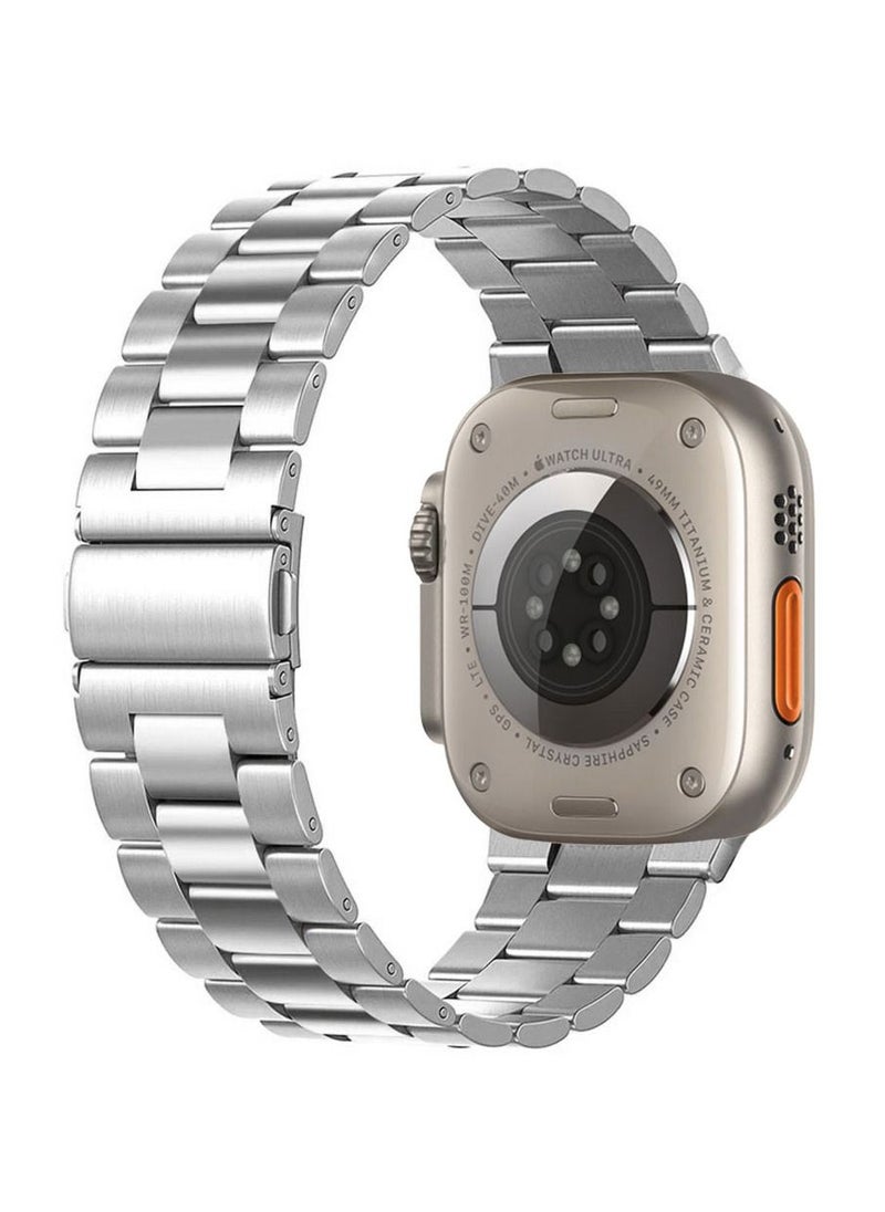 CATANES - Apple Watch Ultra Band 49mm Stainless Steel Band Metal Strap Compatible with Apple Watch Series 49mm/45mm/44mm/42mm Silver - Image 1
