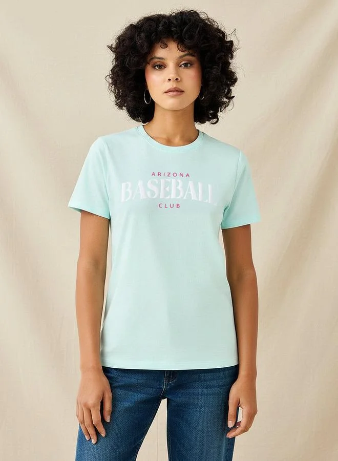 Splash FAV Regular Fit Cotton T shirt with Varsity Print