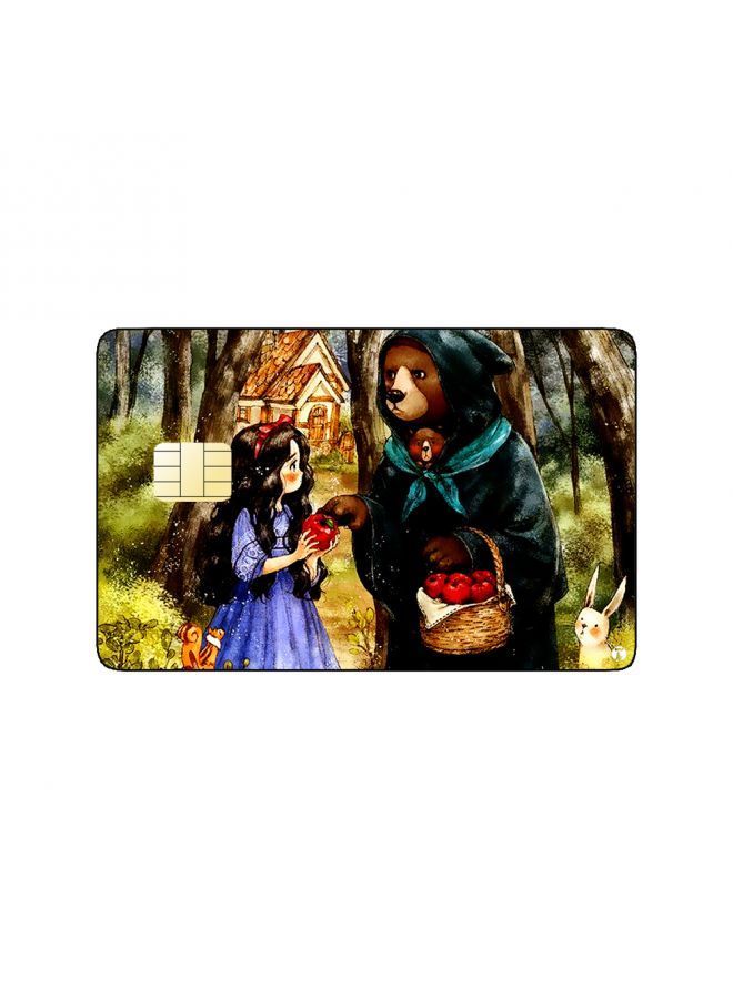 RKN PRINTED BANK CARD STICKER Beautiful Girl Drawing With Puppy And Bear - Image 1