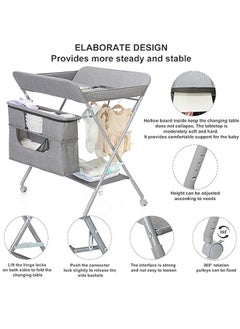 LO.BABY.VE Portable Baby Changing Table with Wheels, Adjustable Height Foldable Diaper Station  - Image 3