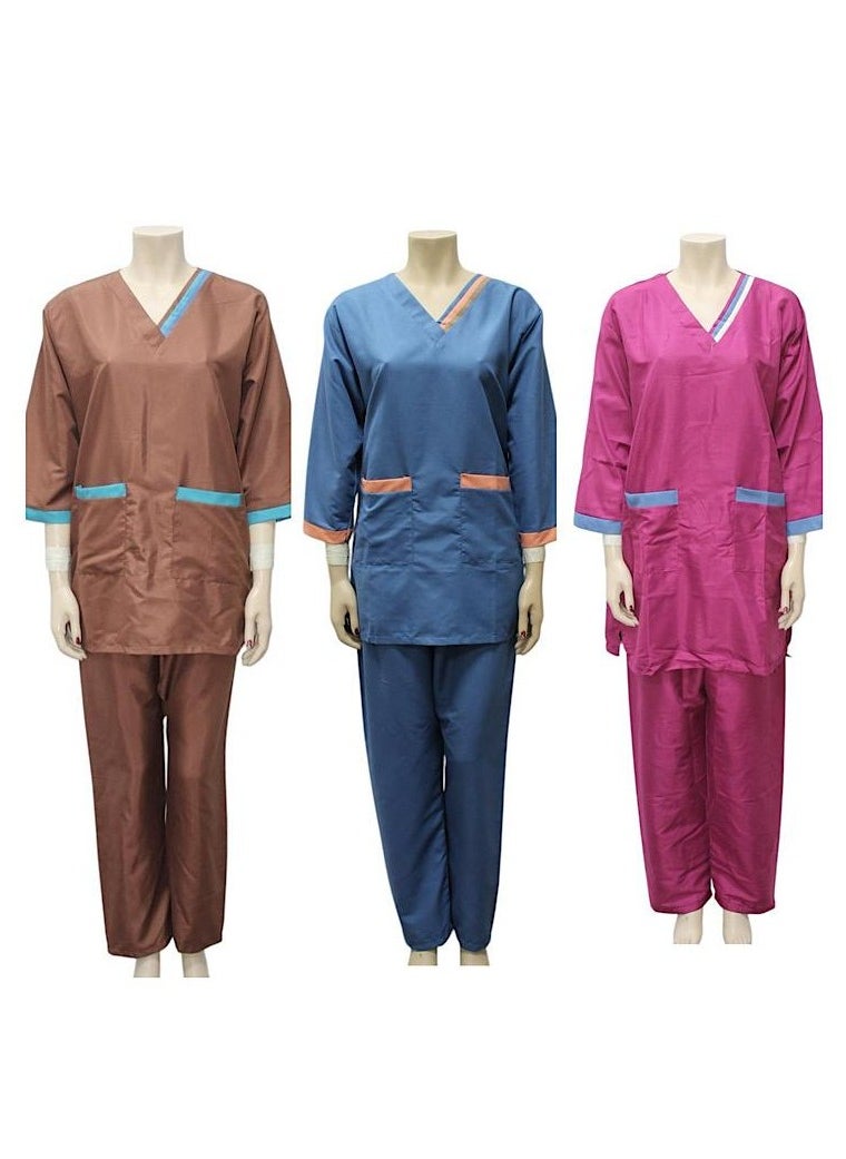 1home - Housemaid Uniform Maid Nanny Scrub Suit 3 piece set - Image 1