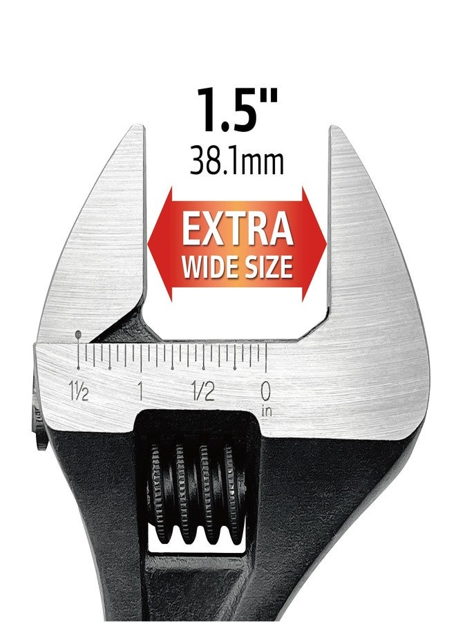 Ingersoll Rand Hand Tools Ingersoll Rand 12-Inch Adjustable Wrench, CR-V Steel with corrosion resistant black phosphate finish, Laser etched Metric & SAE Scale, Extra Long Pattern for added torque-755252X - Image 3