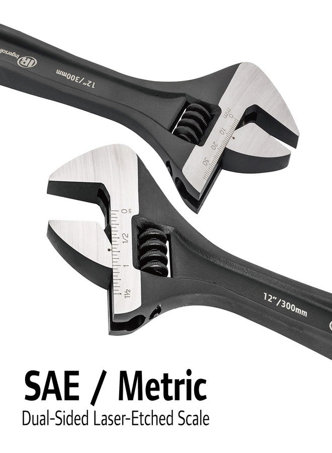 Ingersoll Rand Hand Tools Ingersoll Rand 12-Inch Adjustable Wrench, CR-V Steel with corrosion resistant black phosphate finish, Laser etched Metric & SAE Scale, Extra Long Pattern for added torque-755252X - Image 4