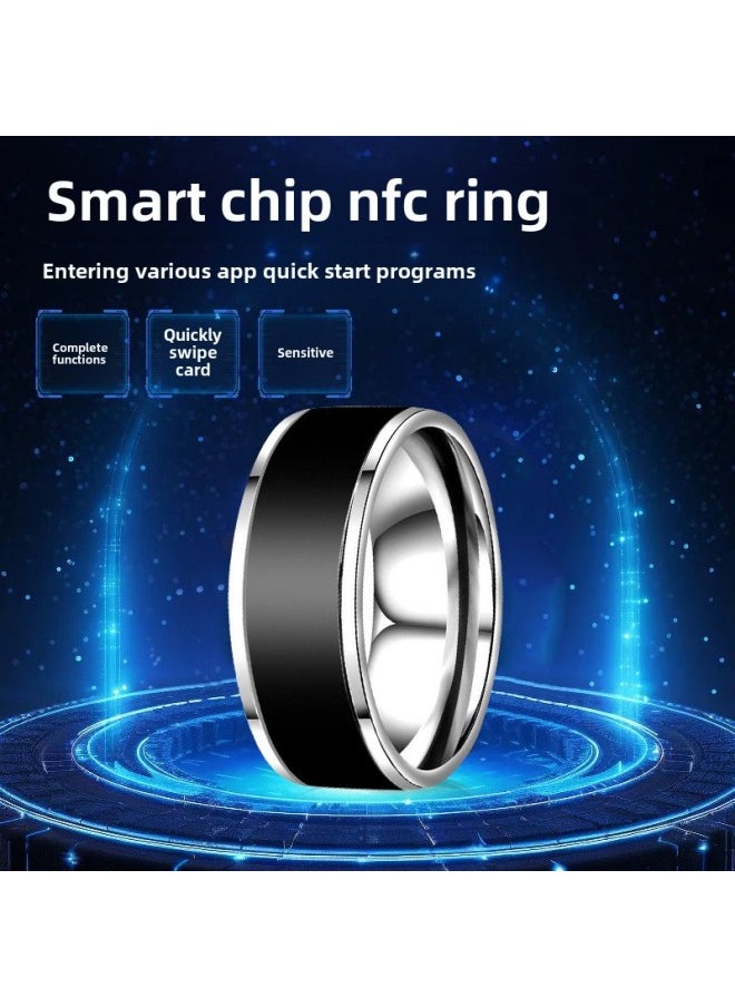 Generic - Magic Ring TikTok Net Red Same NFC Ring Light Kinetic Energy Multifunctional Android Temperature Smart Fashion Ins Waterproof-Color:Nfc Smart Black Size 12 Finger Circumference 67.2mm - Image 1