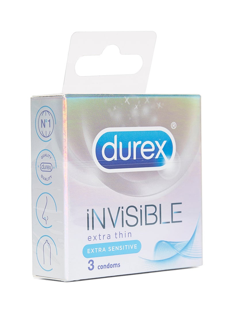 Pack Of 3 Invisible Extra Thin Extra Sensitive Condoms