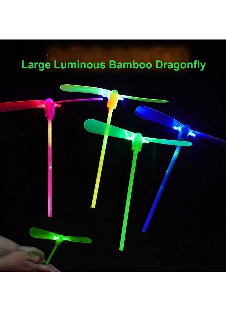 10PCS LED Light-Up Flying Bamboo Dragonfly Toy | Classic Hand-Powered Helicopter | Fun Outdoor Spinning Toy for Kids | Party Favor & Gift - Image 2