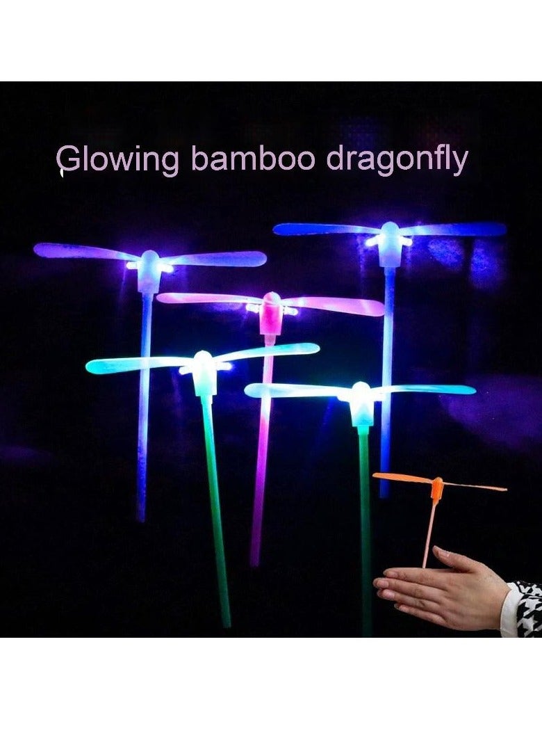 10PCS LED Light-Up Flying Bamboo Dragonfly Toy | Classic Hand-Powered Helicopter | Fun Outdoor Spinning Toy for Kids | Party Favor & Gift - Image 1