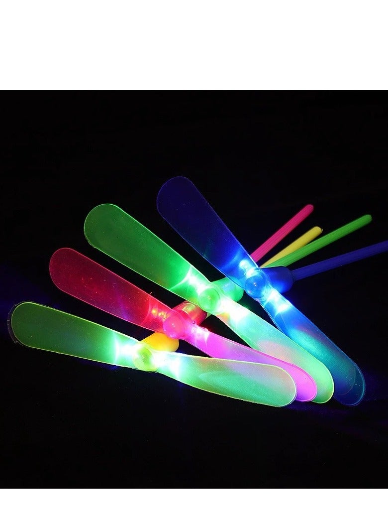 10PCS LED Light-Up Flying Bamboo Dragonfly Toy | Classic Hand-Powered Helicopter | Fun Outdoor Spinning Toy for Kids | Party Favor & Gift - Image 3