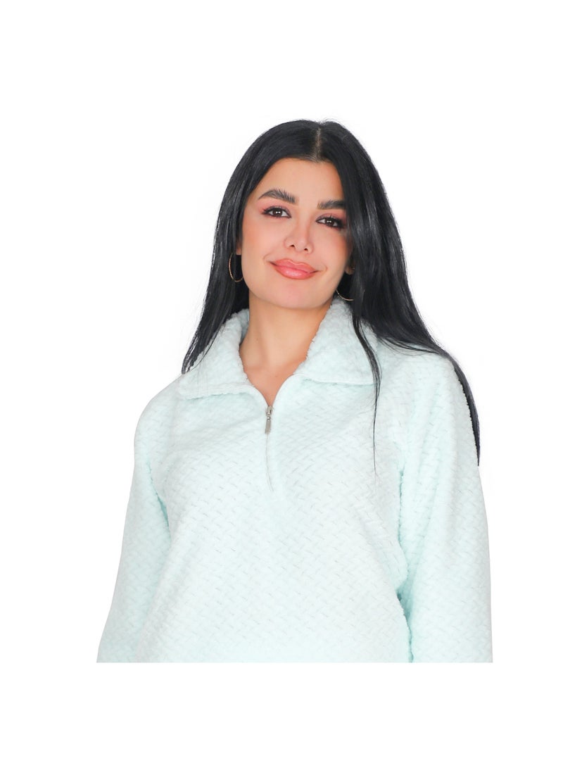 Dadoush Women's soft fleece pajama set, two pieces: top and pants - Women's winter pajamas, lined, consisting of (...(..two pieces.)..) Women's winter pajamas - Image 2