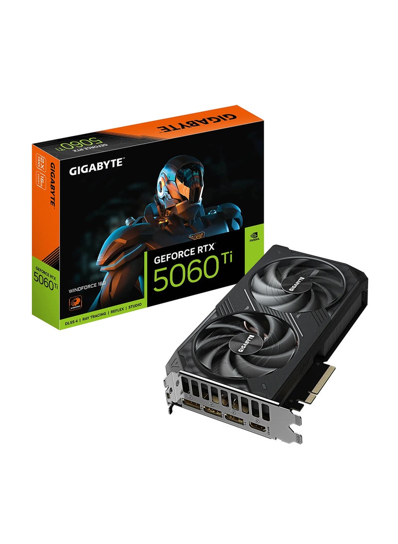 GIGABYTE GeForce RTX 5060 Ti WINDFORCE 16GB GDDR7 Graphics Card, 2572 MHz Core Clock, PCIe 5.0, 8K Resolution, DisplayPort 2.1b x3, HDMI 2.1b x1, 650W PSU Recommended, ATX Form Factor | GV-N506TWF2-16GD - Image 2