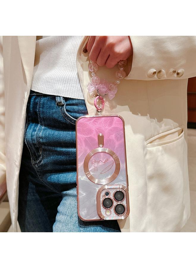 S-TOP Case For iPhone 11 Dual-Love Feather Gradient Glitter Bracelets Magsafe TPU Phone Case - Image 2