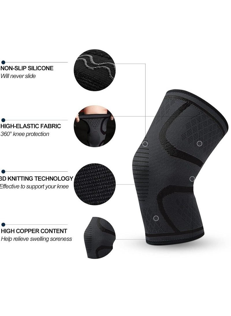 ATRJSZ Knee Brace 2 Pack Knee Compression Sleeve Support for Men & Women Weightlifting, Gym, Workout, Hiking, Sports (Medium)  - Image 3