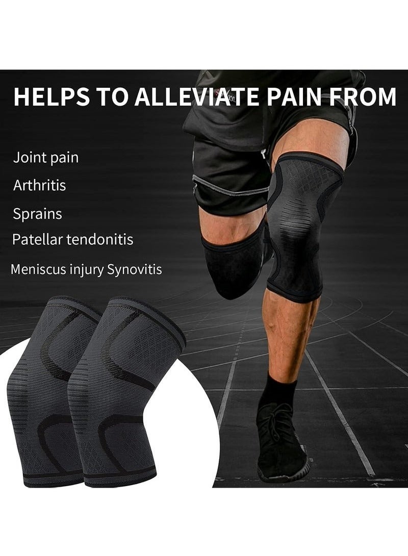 ATRJSZ Knee Brace 2 Pack Knee Compression Sleeve Support for Men & Women Weightlifting, Gym, Workout, Hiking, Sports (Medium)  - Image 5