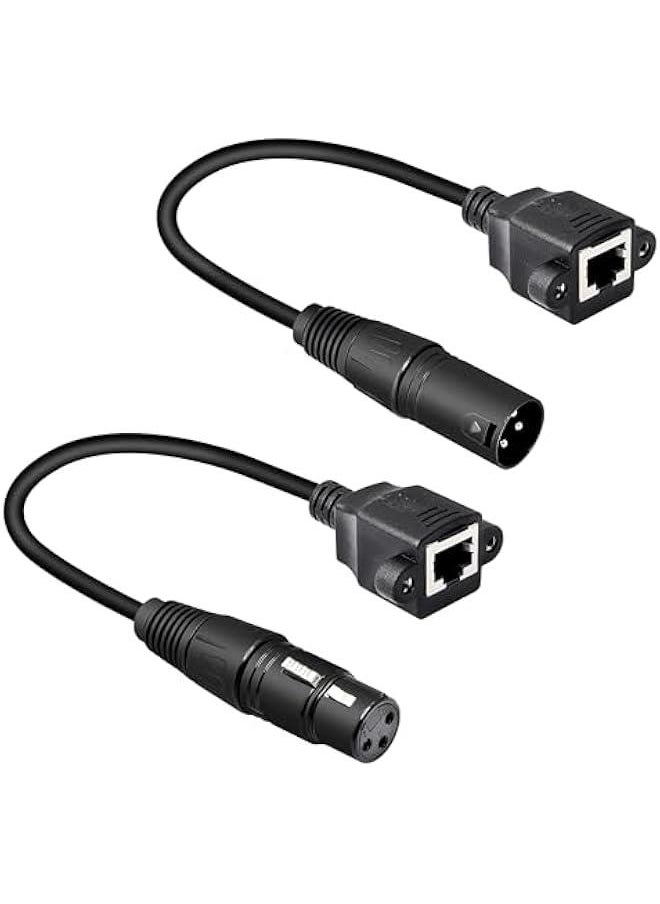 MOXO - 1 Pair XLR 3pin to RJ45 Female Adapter Cable,XLR Male to RJ45 Network Connector Extension Cable Use Cat5 Ethernet for DMXCON Controller Series1.1Ft - Image 1