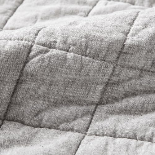 Hyde Lane Linen Quilt Set Queen Size - Breathable Box Stitched European Flax Bedding Set for Bedspread and Coverlet, with 2 Pillow Shams, 90"x96", Grey - Image 4