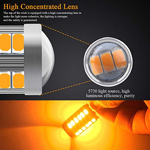 Sidaqi 2pcs Amber 1156 BAU15S PY21W LED Bulbs 900LM Super Bright Front and Rear Turn Signal Lights for Car Trailer Truck 5630 33SMD 12-30V 3.6W - Image 3
