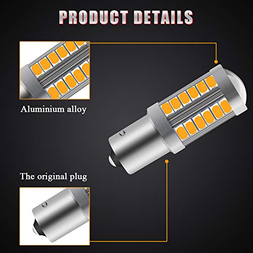 Sidaqi 2pcs Amber 1156 BAU15S PY21W LED Bulbs 900LM Super Bright Front and Rear Turn Signal Lights for Car Trailer Truck 5630 33SMD 12-30V 3.6W - Image 4