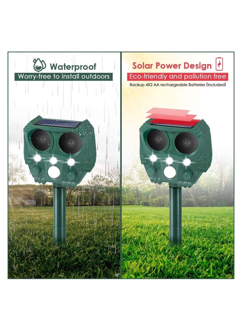 Y&D Animal Repellent Solar Powered Ultrasonic Motion Sensor And Flashing Light Ip65 Waterproof Usb/Battery Operated Outdoor Weatherproof Farm Scarer Repels All Animals - Image 3