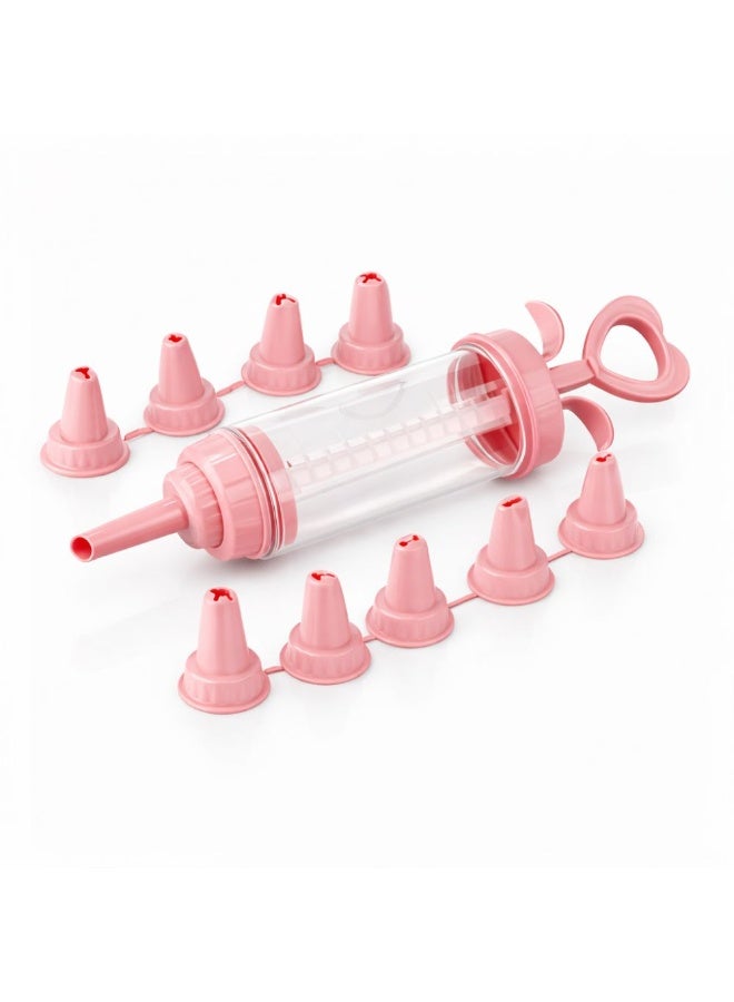 Titiz Plastik مضخة كريمة لتزيين الحلويات، مزودة بفوهات متعددة، مجموعة حقن بلاستيكية لتزيين الكيك، ألوان متنوعة، 14.0 × 23.0 × 4.5 سم، لون وردي - Image 1