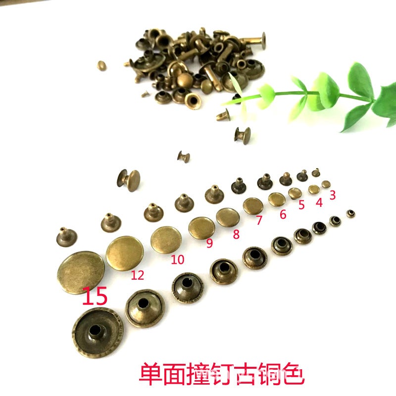 3-15mm Single-Sided Rivets Keychain Accessories Light Gold 