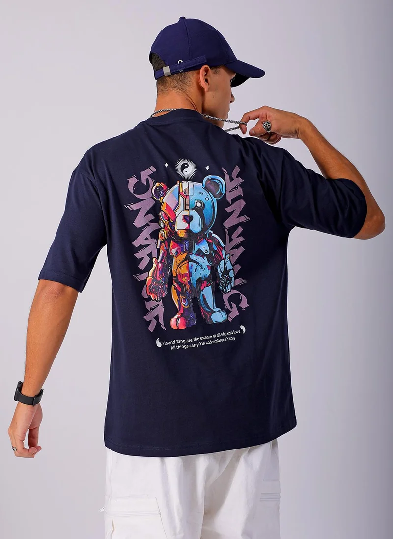 ذا انديان كراج كو Men Boxy Oversized Graphic Back Printed Round Neck Tshirt