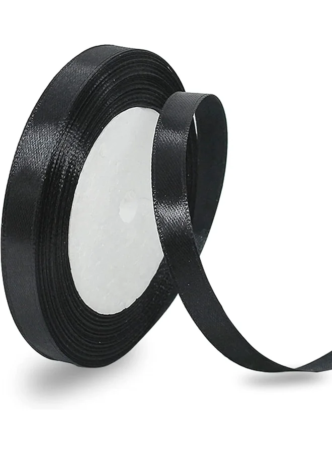 Share the Love Share the love 12mm Satin Ribbon - 25 Yards Length - Black - Smooth & Shiny Crafting Ribbon for Gift Wrapping, Decorations, DIY & Sewing