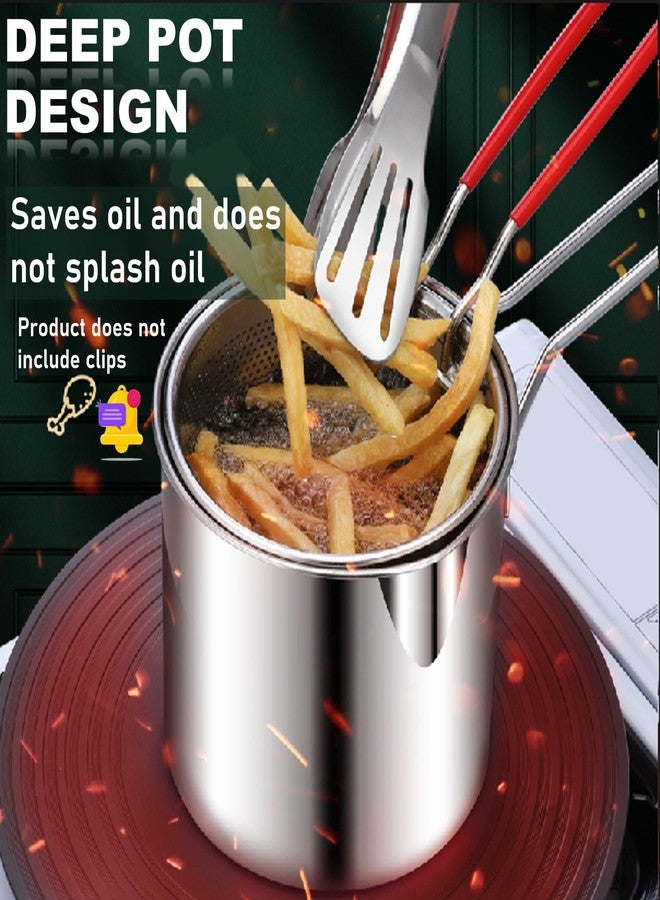 FAUOSWUK Fryer Pot,Fryer With Strainer Basket Mini Stainless Steel Fryer Easy Cleaning For Home Small Oil Fryer For Frying And Cooking In The Kitchen - Image 3