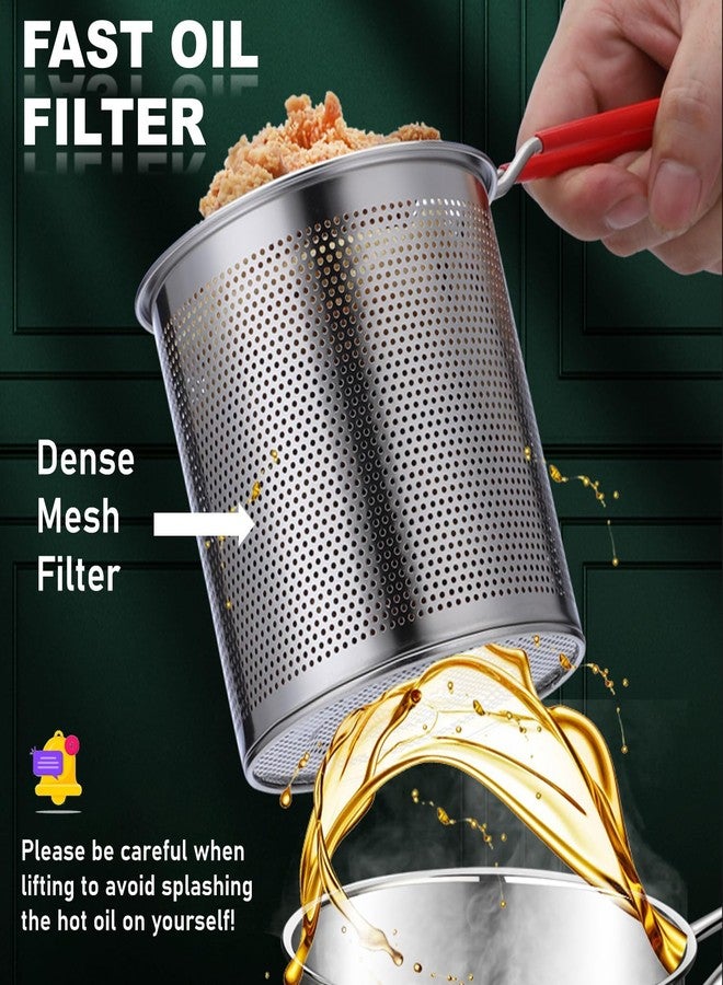 FAUOSWUK Fryer Pot,Fryer With Strainer Basket Mini Stainless Steel Fryer Easy Cleaning For Home Small Oil Fryer For Frying And Cooking In The Kitchen - Image 4