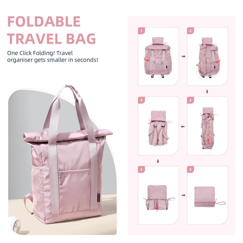 GOLF QUALITY Foldable Convertible Tote Backpack Lightweight Versatile Nylon Daypack for Women Work Leisure Travel,Berry Pink - Image 5