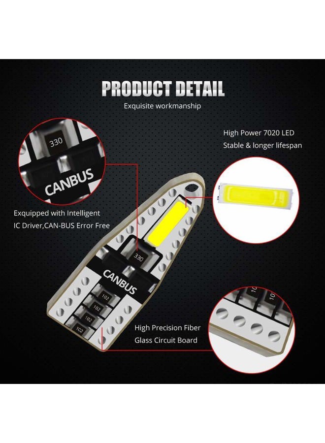 YEERON 10pcs 168 194 T10 LED Bulbs Super Bright 2x7020SMD Chips LED Lamp for Side Marker Door Wedge lights,White 6000K. - Image 2