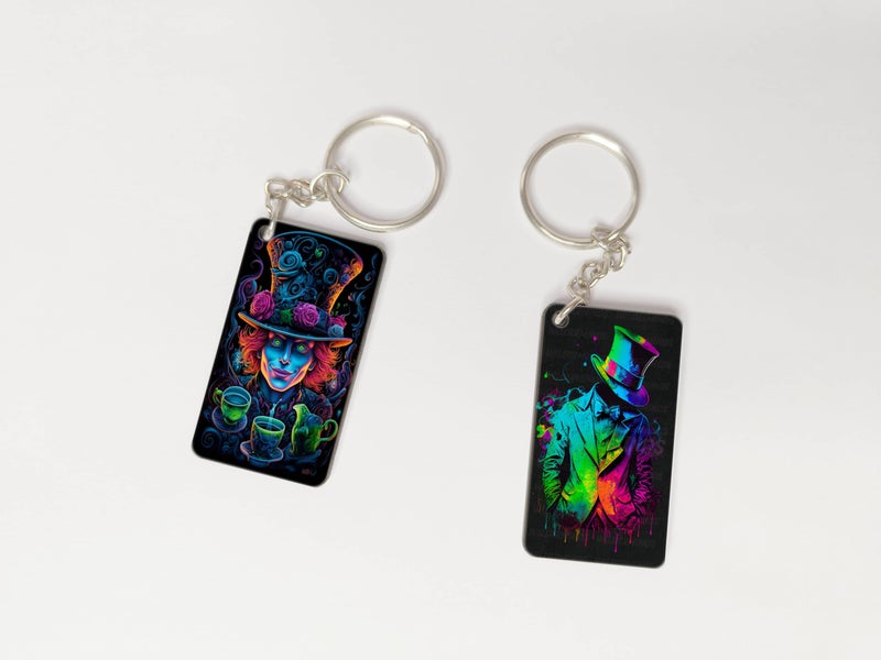 OUTFITQUE OUTFITQUE Premium (Pack of 2) Anime-141 Printed Long Keychain For Bike, Scooty, Car, MDF Keyholder - Image 1