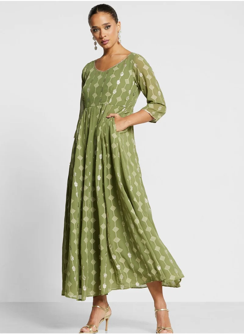 indya Bandhani Print Anarkali Kurti