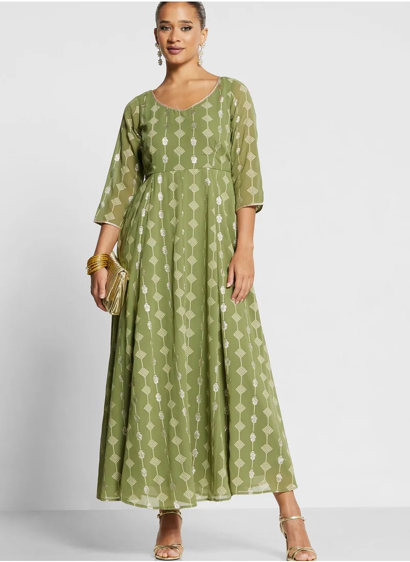 indya Bandhani Print Anarkali Kurti