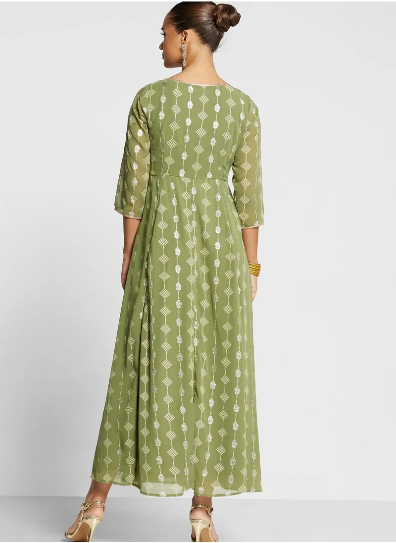 indya Bandhani Print Anarkali Kurti