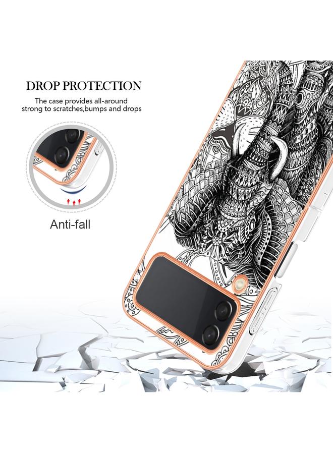 S-TOP Case For Samsung Galaxy Z Flip3 5G Electroplating Marble Dual-side IMD Phone Case - Image 4