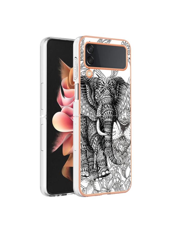 S-TOP Case For Samsung Galaxy Z Flip3 5G Electroplating Marble Dual-side IMD Phone Case - Image 1