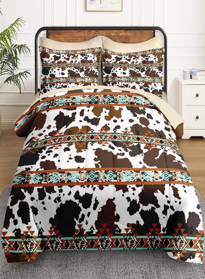 WeCozy 7 Pcs Full Size Comforter Set with 2 Pillowcases & 2 Shams, Cow Brown Cowhide Bedding for Kids and Adults, Vintage Retro Animal Bed in a Bag with Flat Fitted Sheet - Image 2
