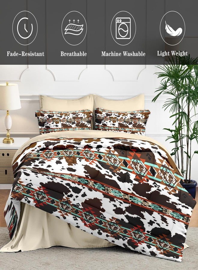 WeCozy 7 Pcs Full Size Comforter Set with 2 Pillowcases & 2 Shams, Cow Brown Cowhide Bedding for Kids and Adults, Vintage Retro Animal Bed in a Bag with Flat Fitted Sheet - Image 4