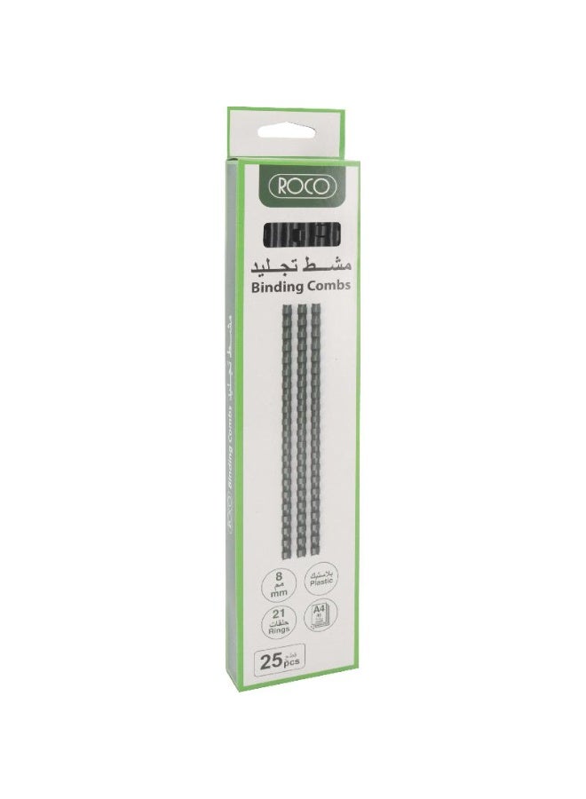 ROCO Spiral Binding Comb 8mm Plastic A4 Black - Image 1