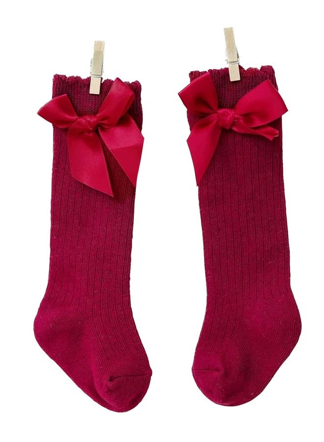 El Regalo Cotton Girls Maroon Solid Calf-Length Socks, Casual - Image 3