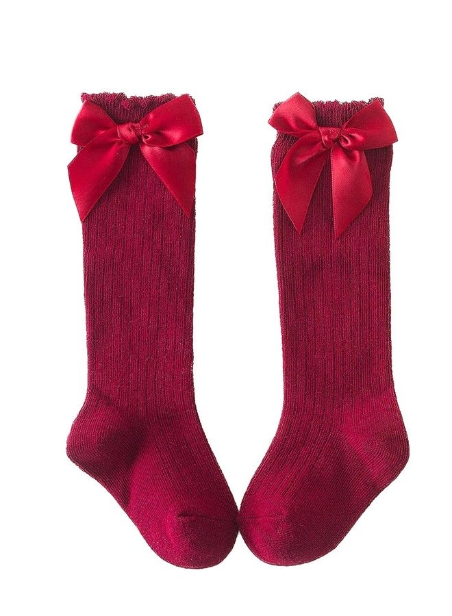 El Regalo Cotton Girls Maroon Solid Calf-Length Socks, Casual - Image 4