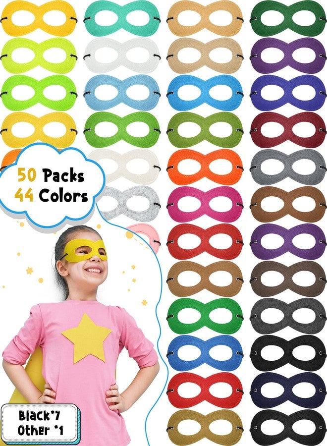 JaGely 50 Pieces Cosplay Mask Felt Eye Mask Costume Multicolor Adjustable Party Eye Mask Half Masks with Elastic Rope for Birthday Mardi Gras 100th Day of School Costume - Image 3