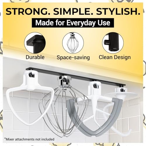 Samorillo Stand Mixer Attachment Holder Compatible with All Kitchen Aid Mixer Accessories - Quick & Easy Installation Perfect for Kitchen Organization & Attachment Storage - Securely Holds 4 Mixer Attachments - Image 5