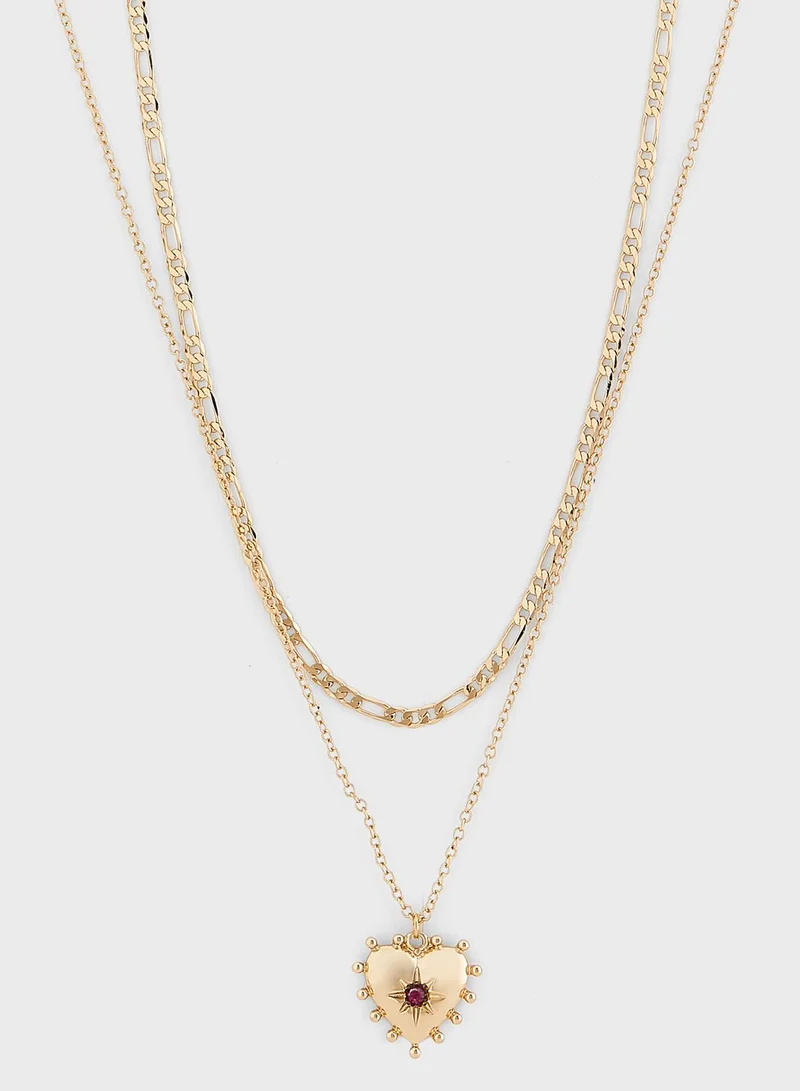 Ginger 2 Pack Novelty Heart Pendant Necklace