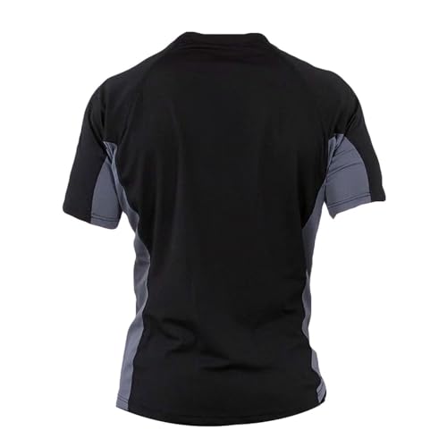 Sharkskin Rapid Dry Rashie, Short Sleeve Top, Lightweight Swimsuit Top with Sun Protection and Water-Repellent Technology, Black/Charcoal, Large - Image 3