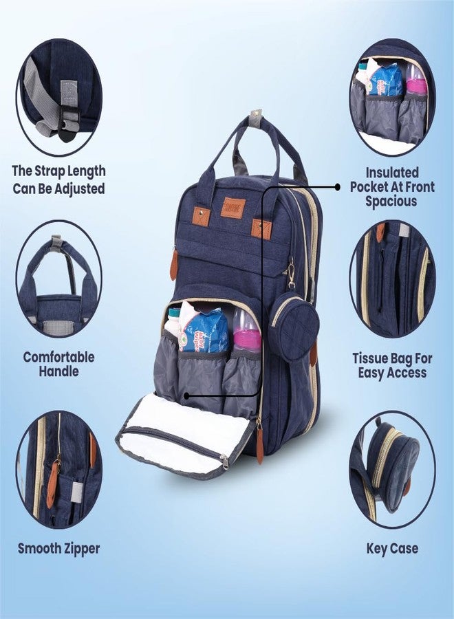 TAG24 Diaper Bag Backpack with Built-in Changing Station,Large Capacity Waterproof Mummy Bag with Bassinet,Insulated Pockets,Laptop Compartment & Organizer for Baby Essentials Travel,Unisex-Navy Blue - Image 2