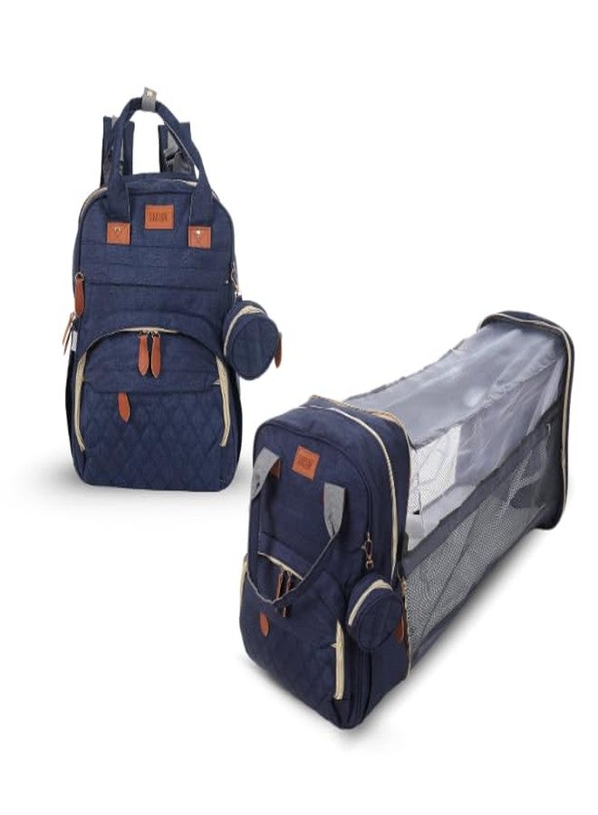 TAG24 Diaper Bag Backpack with Built-in Changing Station,Large Capacity Waterproof Mummy Bag with Bassinet,Insulated Pockets,Laptop Compartment & Organizer for Baby Essentials Travel,Unisex-Navy Blue - Image 1