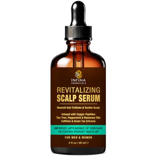 INFINA ESSENTIALS Revitalizing Scalp Serum for Hair Growth with Copper Peptides Caffeine Tea Tree Oil Nourishing Scalp Oil for Itchy Dry Scalp Detoxifies BuildUp Deep Hydration for All Hair Types 2 fl oz - Image 1